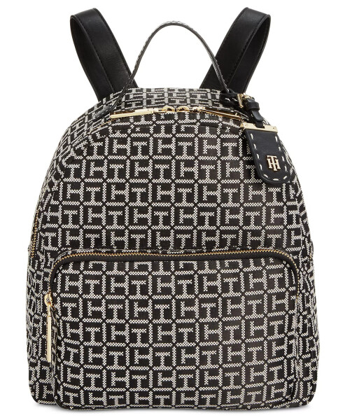 Julia Logo Jacquard Dome Backpack Black/white - 5