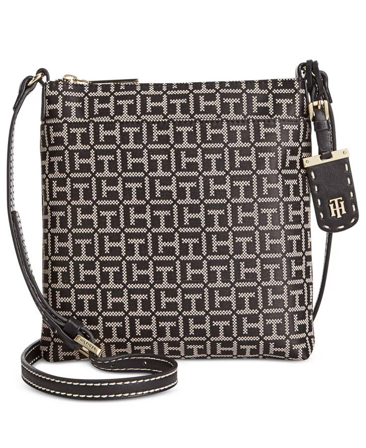 Julia Monogram Jacquard North South Crossbody Black/white - 5