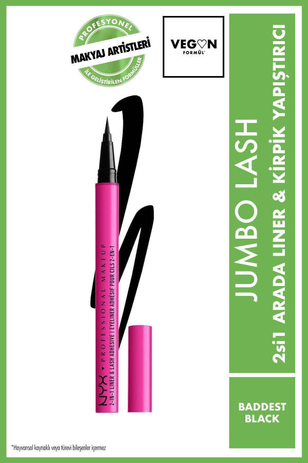 Jumbo Lash 2'si 1 Arada Eyeliner ve Kirpik Yapıştırıcı - Baddest Black - 9