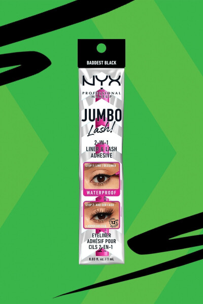 Jumbo Lash 2'si 1 Arada Eyeliner ve Kirpik Yapıştırıcı - Baddest Black - 11