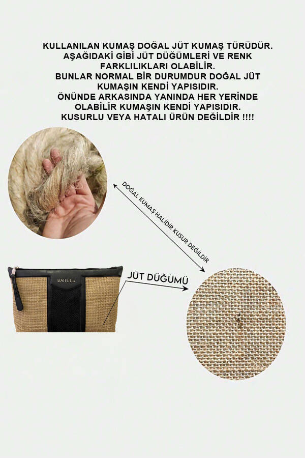 Jüt Hasır Özel Tasarım Kadın Portföy & Clutch Çanta - 2