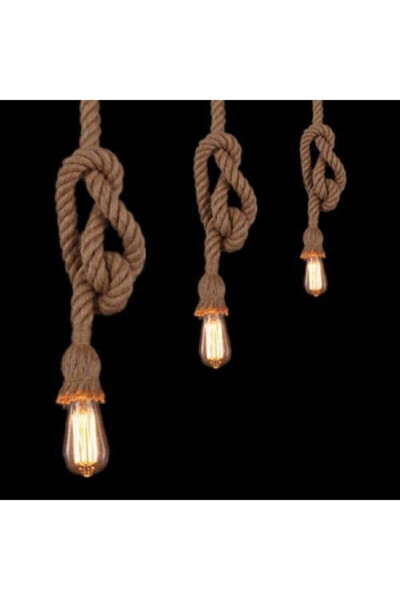 Jute Rope Pendant Chandelier 20 Mm 120cm Cable Socket Pendant Visual Match Product - 5