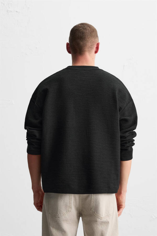 KABARTMALI JAKAR SWEATSHIRT-Siyah - 3