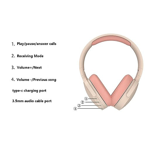 Kablosuz BT Kulak Üstü Kulaklık Mikrofonlu Katlanabilir Gürültü Önleyici Kulaklık (Pembe) - 5