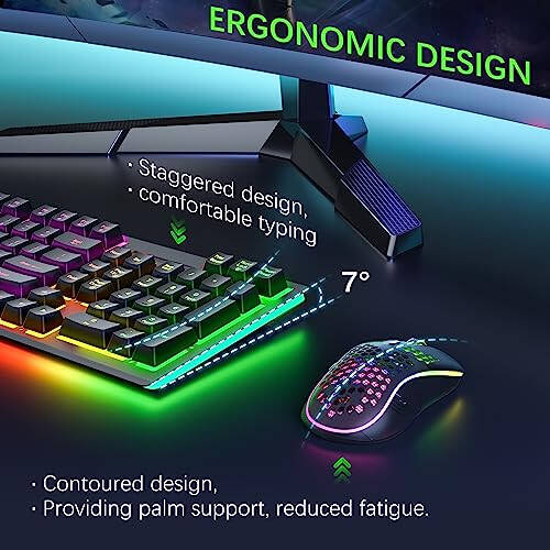 Kablosuz Klavye ve Fare RGB Arkaplan Aydınlatmalı Kombosu, MOOJAY Şarj Edilebilir 2.4G Aydınlatmalı Kablosuz Oyun Klavyesi Ergonomik Kablosuz Kablolu Çift Modlu Fare Seti ile, PC/Dizüstü Bilgisayar/Windows/Mac için - Siyah - 5