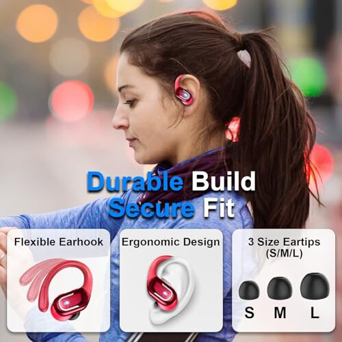 Kablosuz Kulaklık, 75 Saat Bluetooth 5.3 Kulaklık IP7 Su Geçirmez Spor, Koşu İçin Kablosuz Kulaklıklar ENC Gürültü Önleyici Mikrofonlu, Derin Baslı Kulaklık Kulak Kancası ile Android, iOS, Antrenman, Spor Salonu İçin - 10