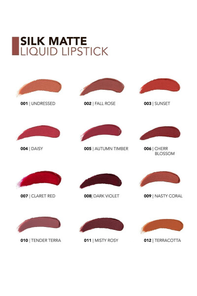 Kadife Dokulu Likit Mat Ruj - Silk Matte Liquid Lipstick - 002 FALL ROSE - 8690604397280 - 17