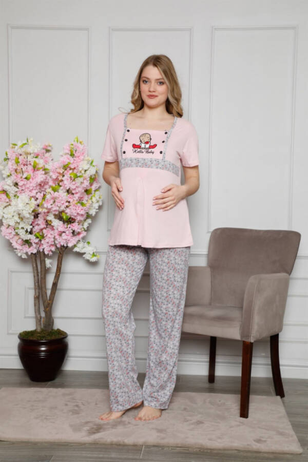 Kadın %100 Pamuklu Hamile Pijama Takımı 4505 - 2