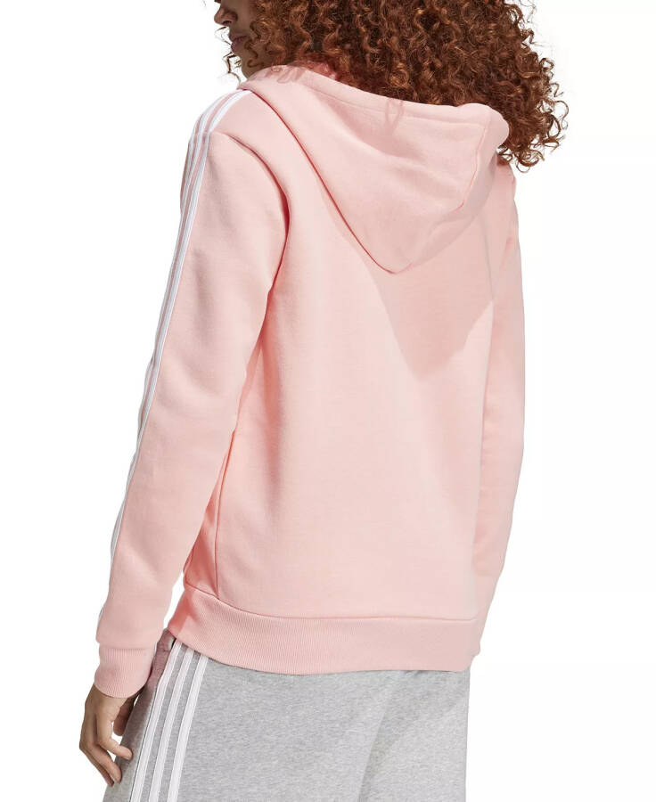 Kadın 3 Çizgili Pamuklu Polar Tam Fermuarlı Kapüşonlu Sweatshirt Yarı Pembe Parıltı - 2