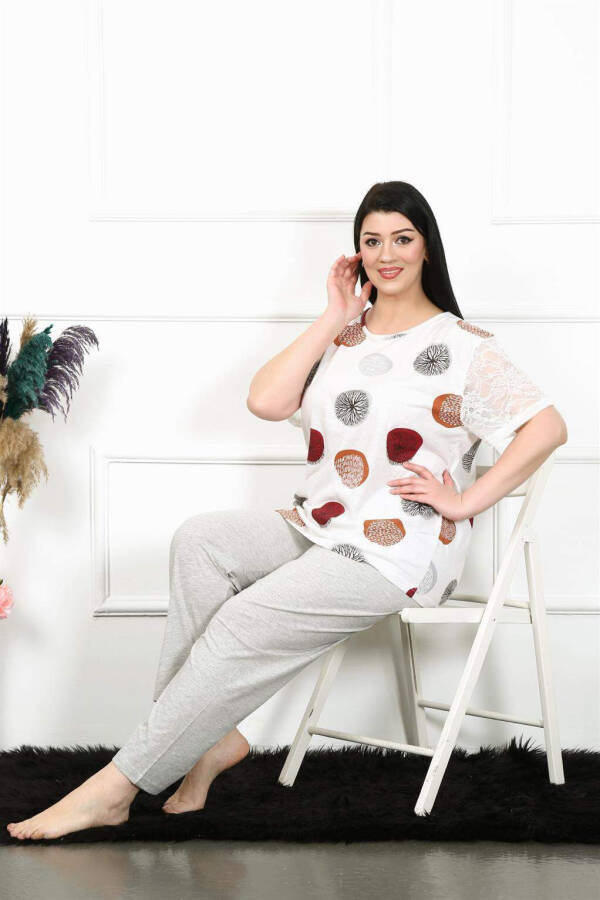 Kadın 5XL-6XL-7XL-8XL Büyük Beden Kısa Kol Pijama Takım 75002 - 2