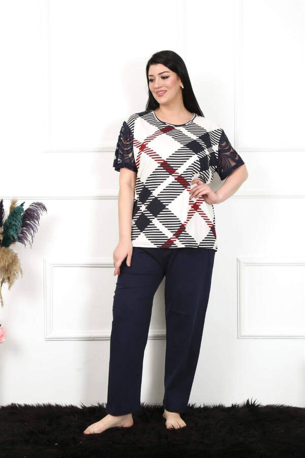 Kadın 5XL-6XL-7XL-8XL Büyük Beden Kısa Kol Pijama Takım 75003 - 7