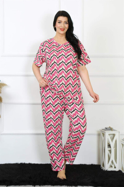 Kadın 5XL-6XL-7XL-8XL Büyük Beden Kısa Kol Pijama Takımı 75009 - 2