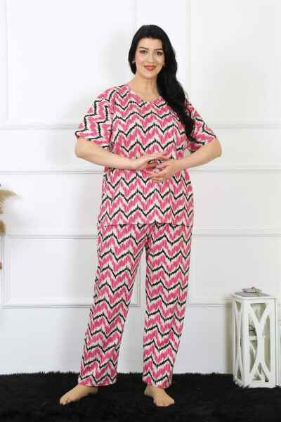 Kadın 5XL-6XL-7XL-8XL Büyük Beden Kısa Kol Pijama Takımı 75009 - 3