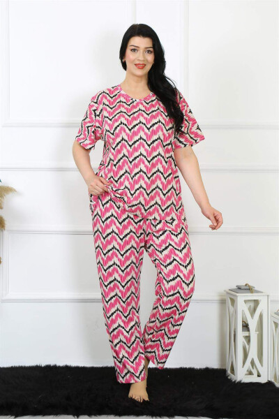 Kadın 5XL-6XL-7XL-8XL Büyük Beden Kısa Kol Pijama Takımı 75009 - 7