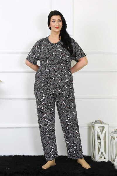 Kadın 5XL-6XL-7XL-8XL Büyük Beden Kısa Kol Pijama Takımı 75011 - 4