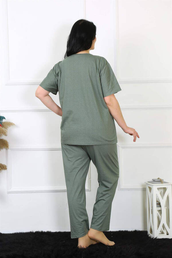 Kadın 5XL-6XL-7XL-8XL Büyük Beden Yeşil Kısa Kol Pijama Takım 75012 - 1