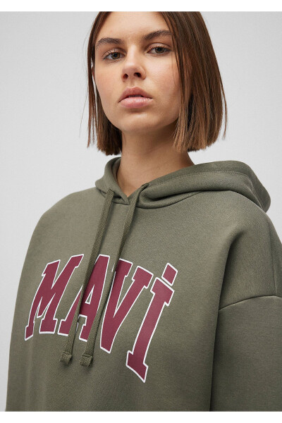 Kadın Haki Yeşil M1600361-71581 Kapişonlu Sweatshirt - 17