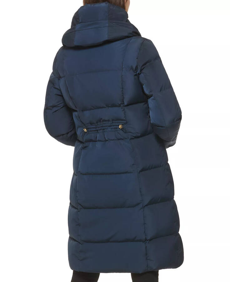 Kadın İmza Asimetrik Yastık Yaka Aşağı Puffer Ceket Navy - 7