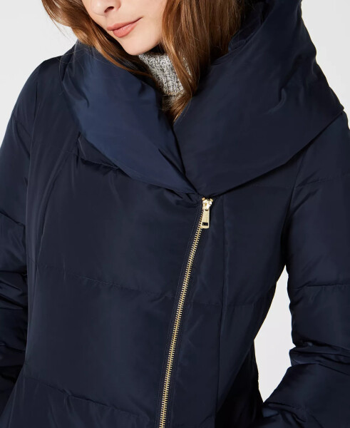 Kadın İmza Asimetrik Yastık Yaka Aşağı Puffer Ceket Navy - 8