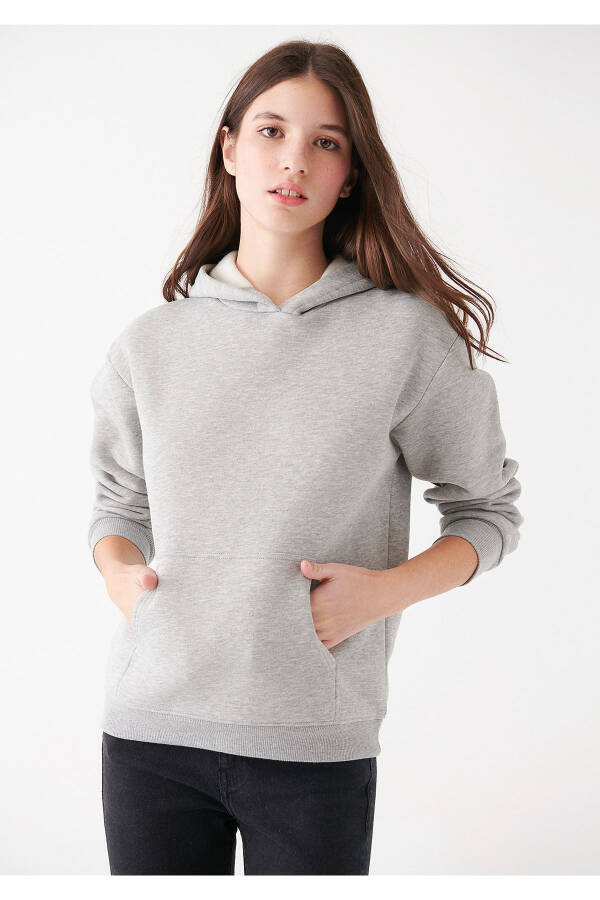 Kadın Kapüşonlu Gri Basic Sweatshirt 167299-82816 - 8