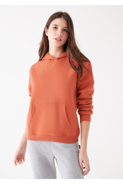 Kadın Kapüşonlu Turuncu Basic Sweatshirt 167299-70233 - 1