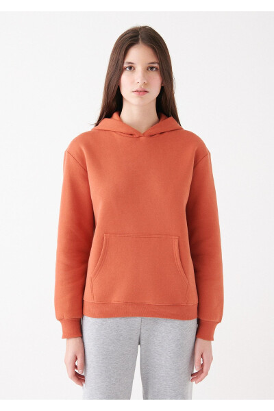 Kadın Kapüşonlu Turuncu Basic Sweatshirt 167299-70233 - 3