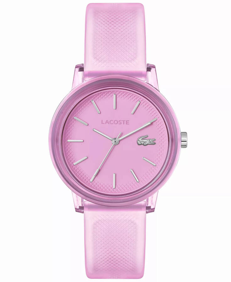 Kadın L.12.12 Kuvars Pembe Yarı Şeffaf Silikon Kordonlu Saat 36mm Pembe - 1