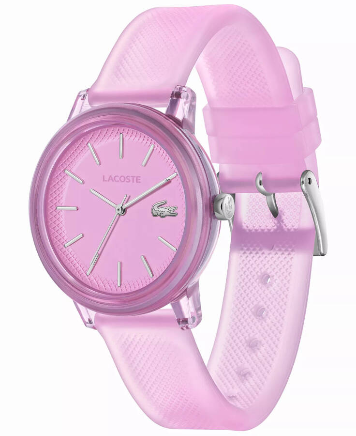 Kadın L.12.12 Kuvars Pembe Yarı Şeffaf Silikon Kordonlu Saat 36mm Pembe - 2