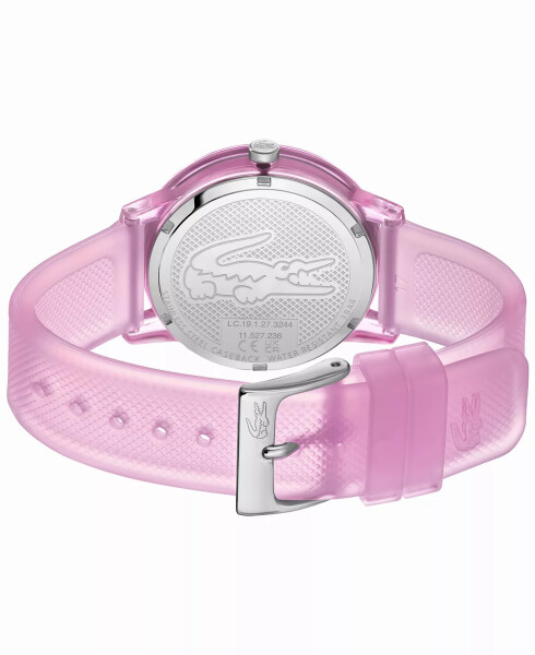 Kadın L.12.12 Kuvars Pembe Yarı Şeffaf Silikon Kordonlu Saat 36mm Pembe - 3