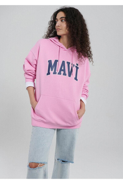 KADIN MAVİ LOGO KAPÜŞONLU SWEATSHIRT 1600361-71038 - 2