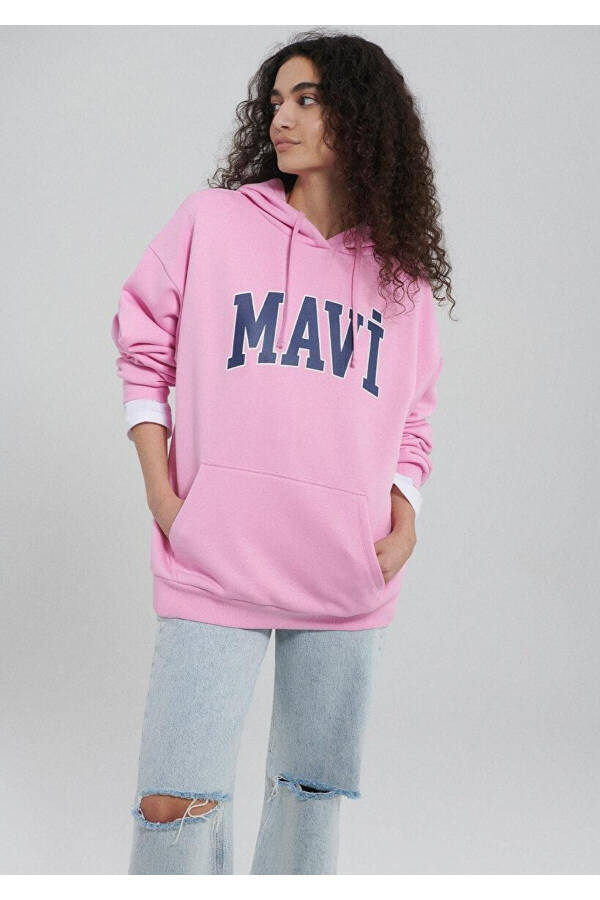 KADIN MAVİ LOGO KAPÜŞONLU SWEATSHIRT 1600361-71038 - 2