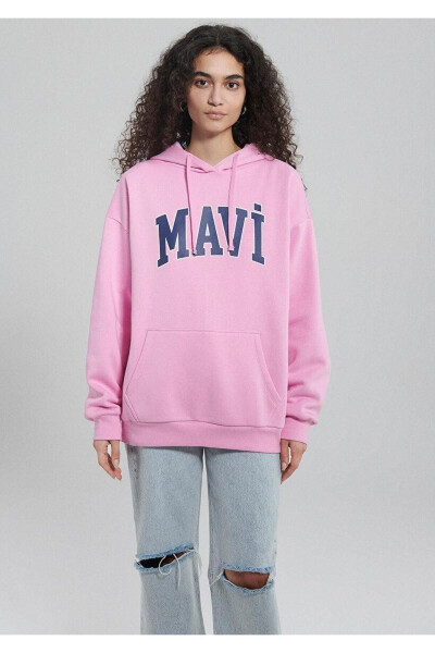 KADIN MAVİ LOGO KAPÜŞONLU SWEATSHIRT 1600361-71038 - 3