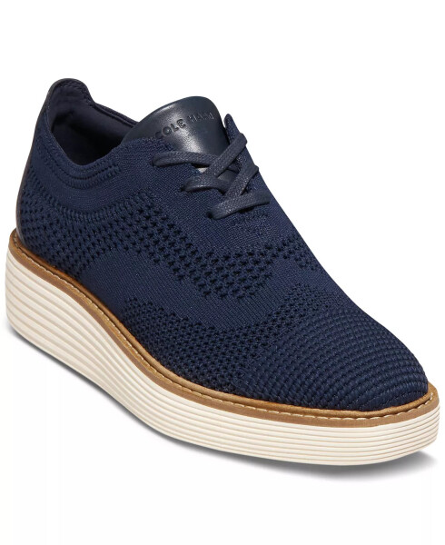 Kadın OriginalGrand Stitchlite Platform Oxford Ayakkabıları Navy Blazer Örme, Fildişi - 1