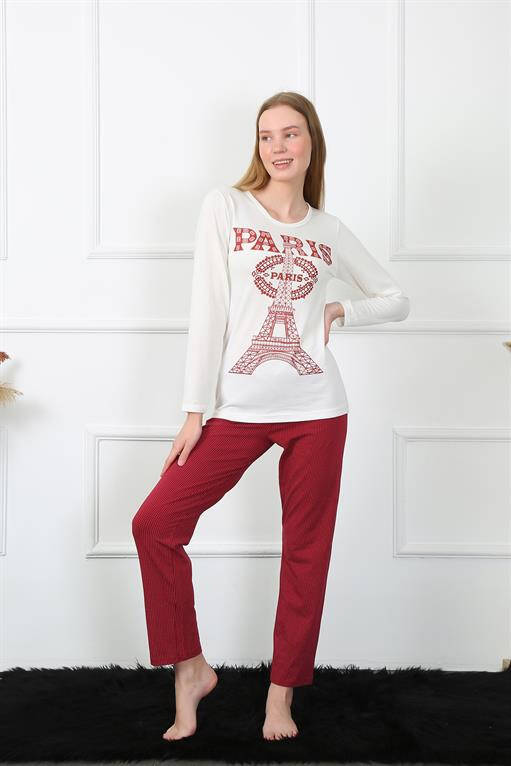 Kadın Paris Penye Uzun Kol Pijama Takım 4139 - 2