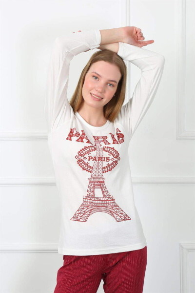 Kadın Paris Penye Uzun Kol Pijama Takımı 4139 - 9