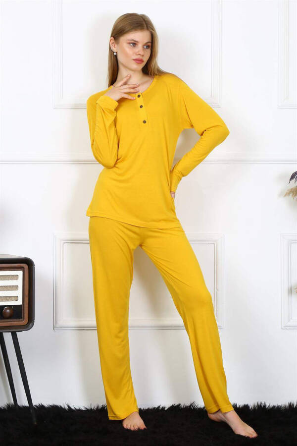 Kadın Penye Uzun Kol Patlı Pijama Takımı 4167 - 5