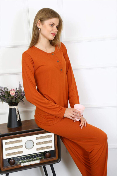 Kadın Penye Uzun Kol Patlı Pijama Takımı 4168 - 3