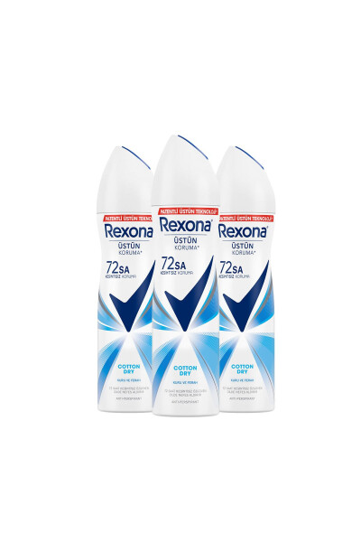 Kadın Sprey Deodorant Cotton Dry 72 Saat Kesintisiz Üstün Koruma 150 Mlx3 - 10