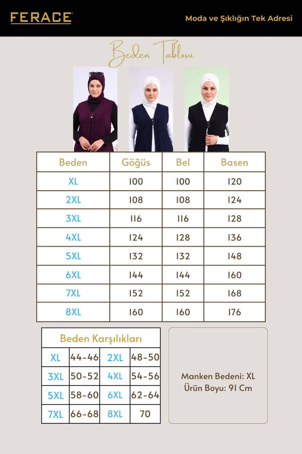 Kadın Tesettür Likralı Düğmeli Uzun Anne Yelek Siyah - 2