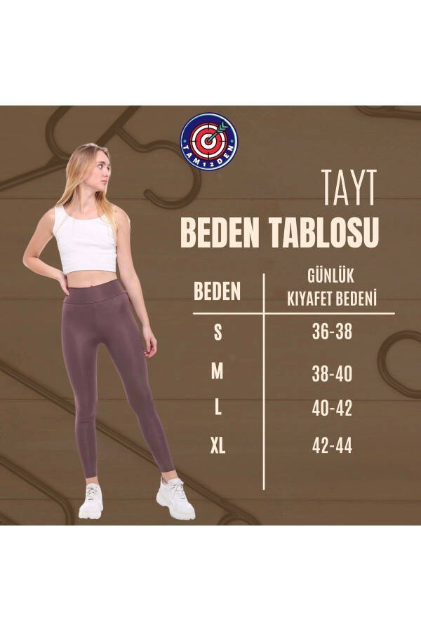 Kadın Yüksek Bel Toparlayıcı Fitilli Spor Tayt - 4