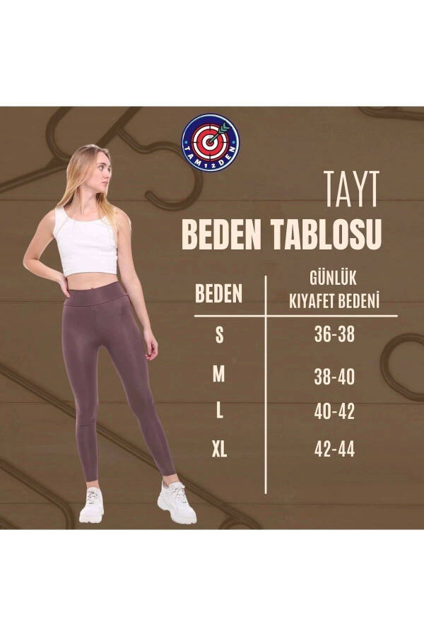 Kadın Yüksek Bel Toparlayıcı Fitilli Spor Tayt - 2