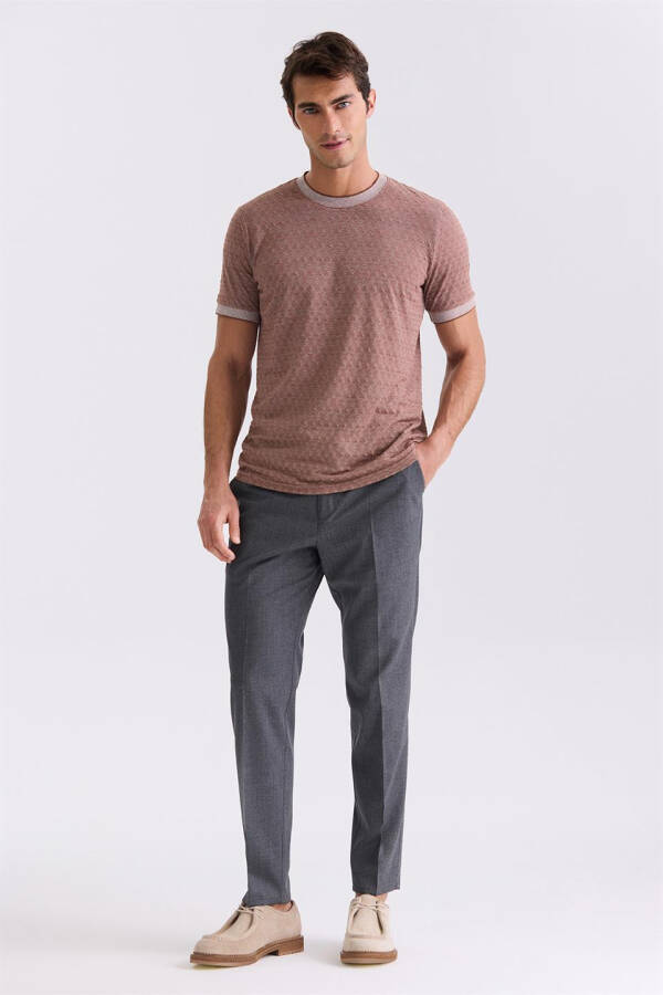 Kahve Slim Fit Bisiklet Yaka T-Shirt - 2