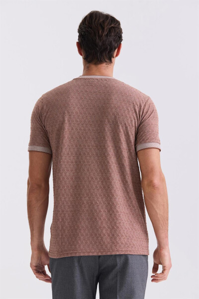 Kahve Slim Fit Bisiklet Yaka T-Shirt - 4