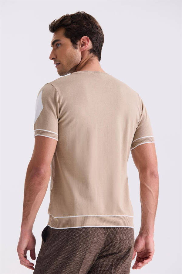 Kahve Slim Fit Triko Bisiklet Yaka T-Shirt - 4