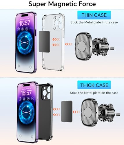 Kaistyle Magnetic Phone Holder for Car【Dash +Vent】 iPhone Magnetic car Mount for Cell Phone【Super Magnets】 Phone Holders for Your Car Magnetic Phone Mount Holder for All Smartphones & Tablet - 4