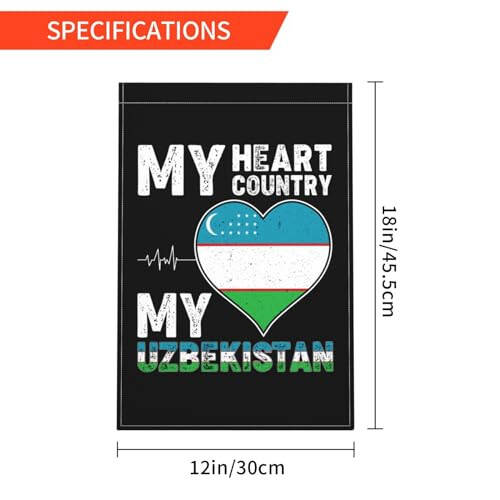 Kalbim Ülkem Özbekistan Bahçe Bayrakları Dış Mekan İçin 12x18 İnç Çift Taraflı Bahçe Bayrağı Ev Çim Dekor Bayrağı Tatil Mevsimsel Hoş Geldiniz Bayrakları - 6