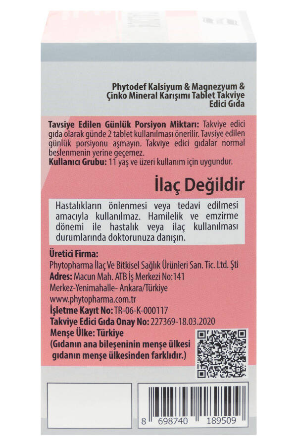 Kalsiyum Magnezyum Çinko - 60 Tablet (CALCİUM MAGNESİUM ZİNC) - 3