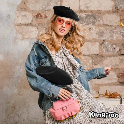 Kanguru Vintage Стильные французские шляпы - Стильная шерсть для взрослых для косплея и костюмированной вечеринки - Берет для мужчин и женщин - 7