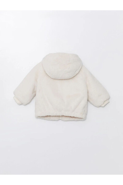 KANZ Cream Colored Hooded Plush Baby Cardigan - 3