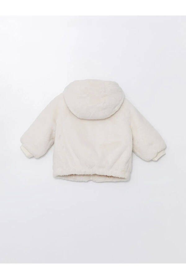 KANZ Cream Colored Hooded Plush Baby Cardigan - 3